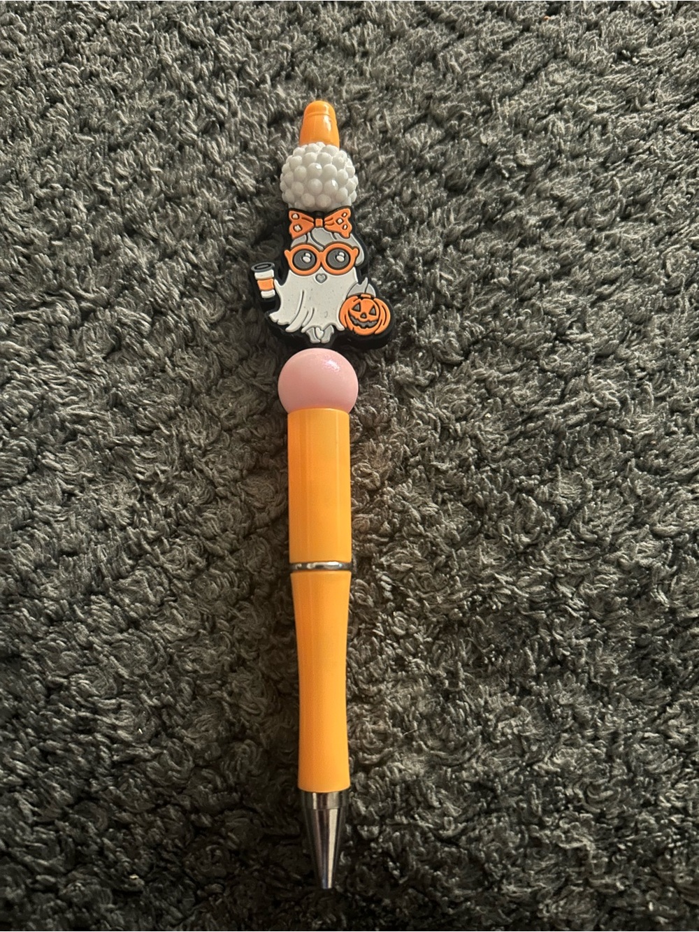 Hand Crafted Orange and Pink Halloween Ghost Ballpoint Pen